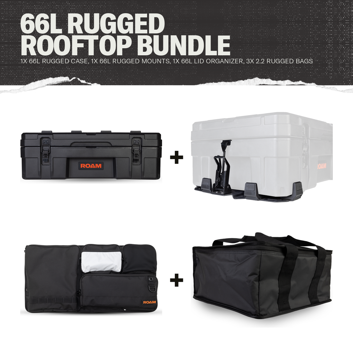 66L Rugged Rooftop Bundle contents