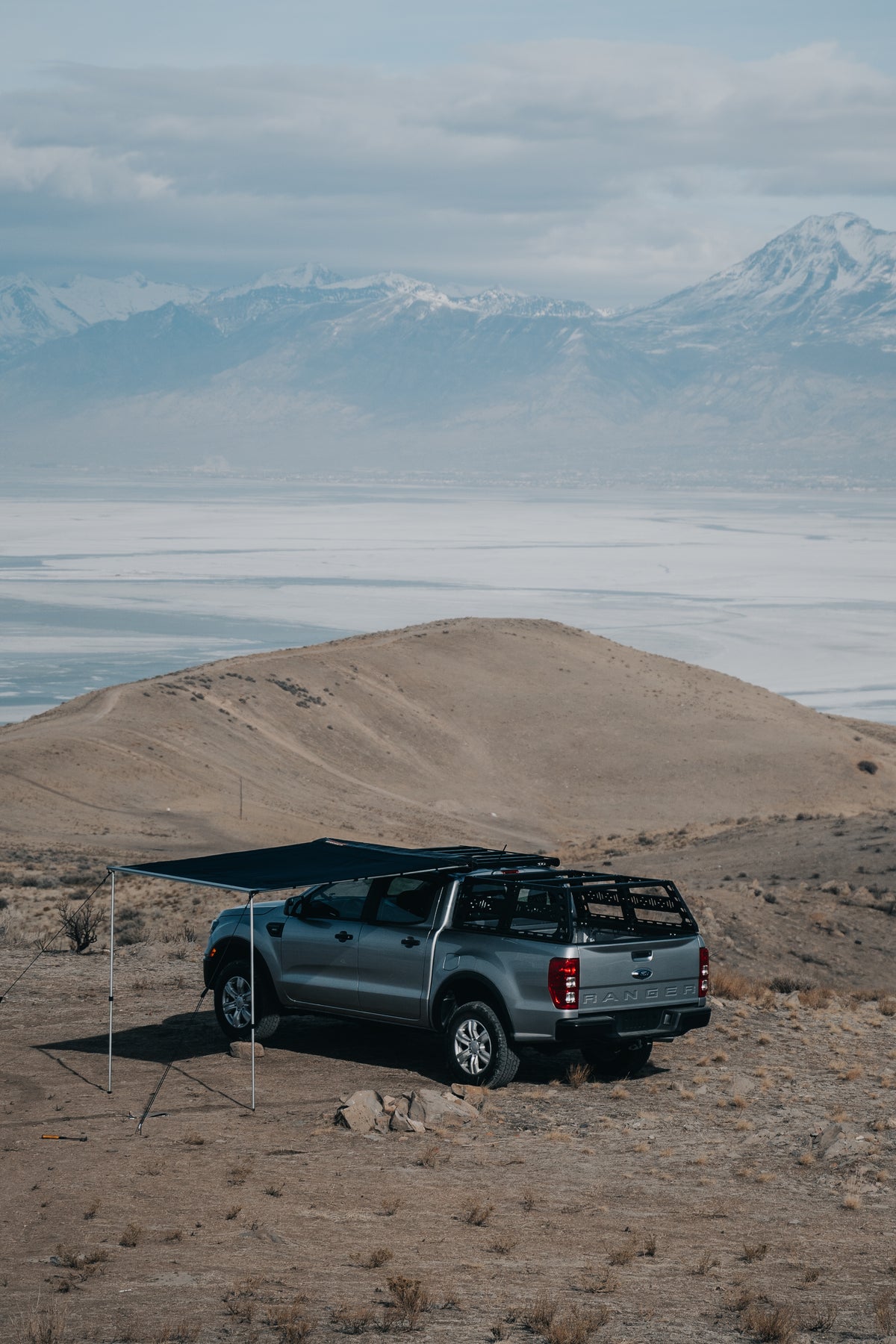 ROAM Adventure Co. Rooftop Awning in black shown on a Ford Ranger enlarged image 2