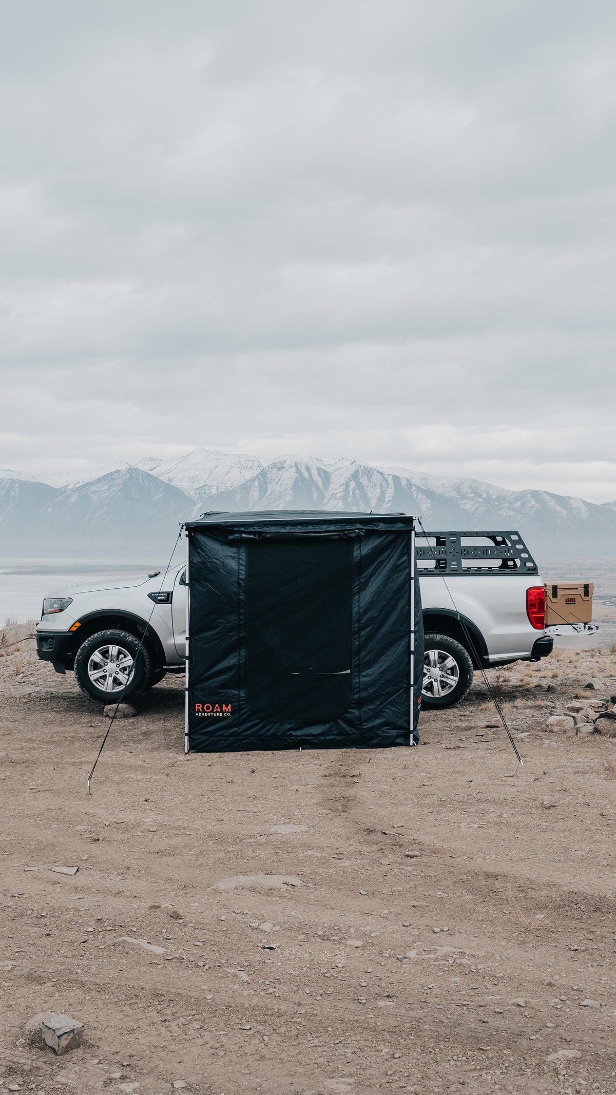 Black Rooftop Awning Room attached to a Ford Ranger truck enlarged image 9