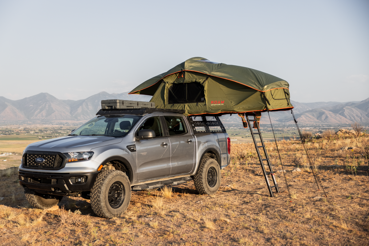 ROAM V1 - The Vagabond Rooftop Tent - Forest Green / Hyper Orange / With Annex enlarged image 2